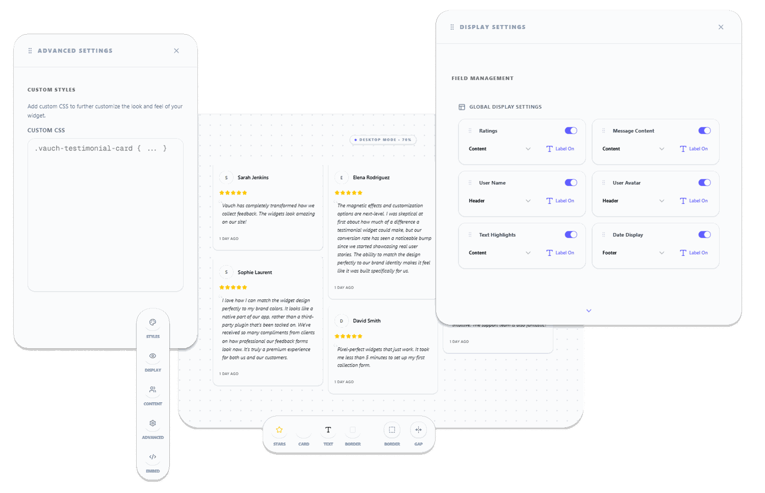 Widget builder interface showing customization options